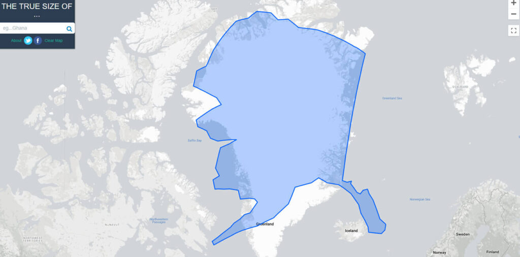 How big is Alaska compared to Greenland